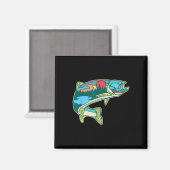 Nature Trout Illustration Vintage Fly Fishing Retr マグネット (正面/裏面)