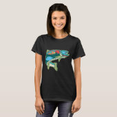 Nature Trout Illustration Vintage Fly Fishing Retr Tシャツ (正面フル)