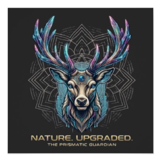 Nature Upgraded - Prismatic Crystal Deer Cyberpunk ポスター (正面)