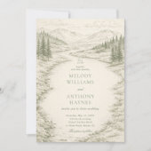 Nature Wedding with Pine Trees Mountain Landscape 招待状 (正面)
