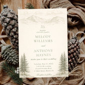 Nature Wedding with Pine Trees Mountain Landscape 招待状