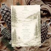 Nature Wedding with Pine Trees Mountain Landscape 招待状