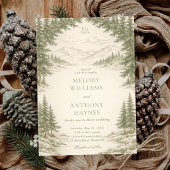 Nature Wedding with Pine Trees Mountain Landscape 招待状
