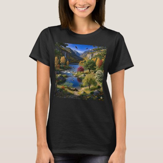 Nature Wilderness Scenery Mountains Waterfalls Tシャツ (正面)