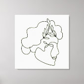 Nature Within – 抽象的な植物の顔の線画 キャンバスプリント (正面)