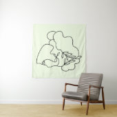 Nature Within – 抽象的な植物画の顔の線画 タペストリー (インサイチュ(横))