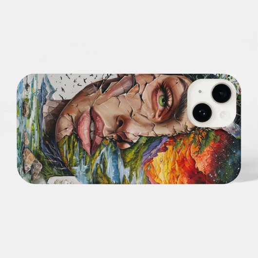 “Nature Within – Artistic Woman & Mountain River L iPhoneケース (裏面横)