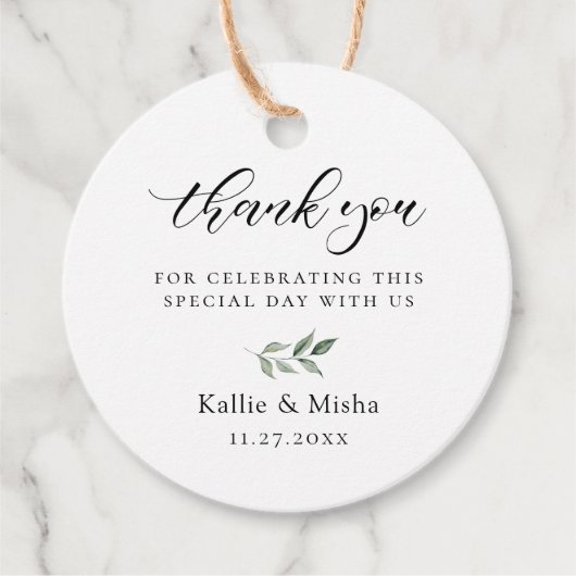 Naturelle Branche Botanique Mariage Remerciements フェイバータグ (正面)