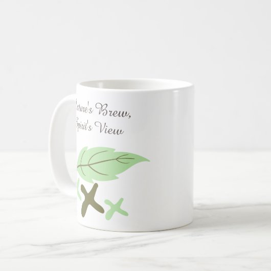 "Nature's Brew, Spirit's View" Personalized Leaf  コーヒーマグカップ (正面左)