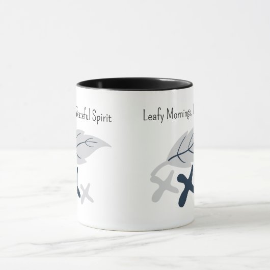 "Nature's Brew, Spirit's View" with Leaf Design マグカップ (中央)