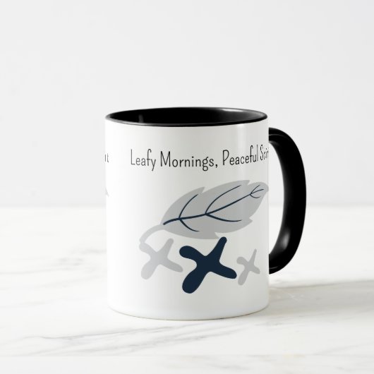 "Nature's Brew, Spirit's View" with Leaf Design マグカップ (正面右)