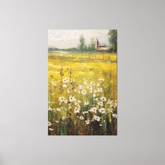 Nature's Canvas: Oil Painting of Wildflowers キャンバスプリント (正面)