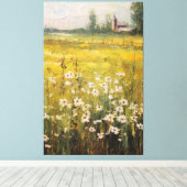 Nature's Canvas: Oil Painting of Wildflowers キャンバスプリント (インサイチュ (ウッドフロア))
