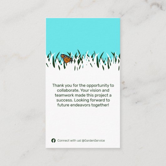 Nature's Collaboration: Lawn Butterfly Thank You 名刺 (裏面)
