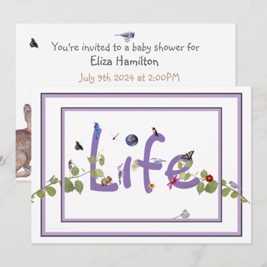 Nature's Delight-Baby shower：招待 招待状 (正面/裏面)