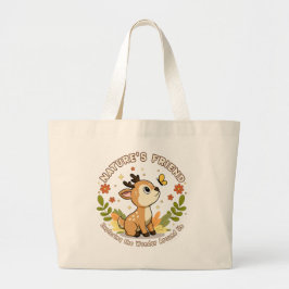 Nature's Friend Cute Fawn Woodland Animal ラージトートバッグ
