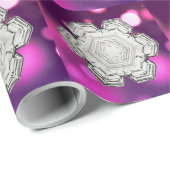 Nature's Geometry Snowflake Crystal Magenta Glow ラッピングペーパー (ロールコーナー)