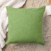 Nature's Green Geometric Line Throw Pillow クッション (ブランケット)