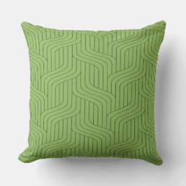 Nature's Green Geometric Line Throw Pillow クッション
