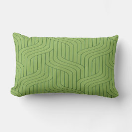 Nature's Green Geometric Line Throw Pillow ランバークッション