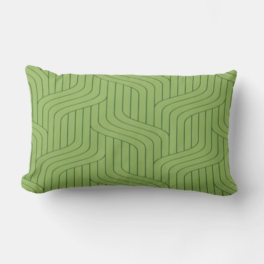 Nature's Green Geometric Line Throw Pillow ランバークッション (正面)