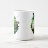 Nature's Symphony Vibrant Green Landscape wth Bird コーヒーマグカップ (中央)