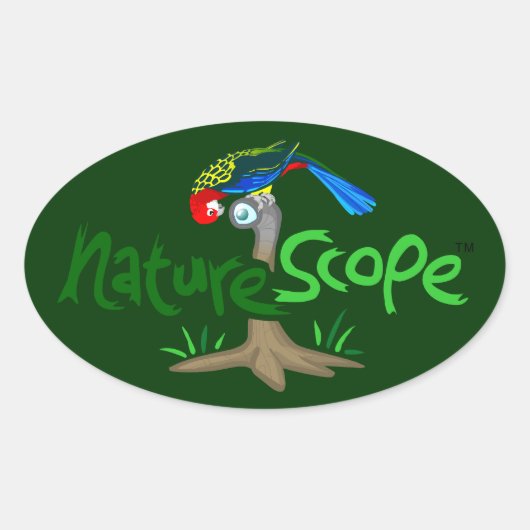 Naturescope Rosella Mascot 'Chip'ロゴシール(Gr) 楕円形シール (正面)