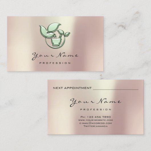 Naturotherapy健康ダイエットアユルヴェーダハーブグリーン 予約カード (正面/裏面)