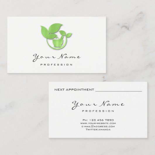 Naturotherapy健康ダイエットAyuvedaグリーンロゴ 予約カード (正面/裏面)