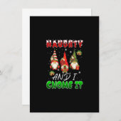 Naughty and I Gnome It Christmas Cute Gnomes Famil 招待状 (正面/裏面)