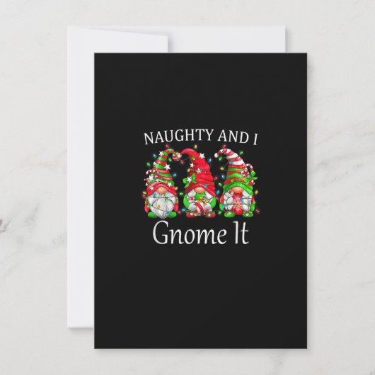 Naughty And I Gnome It Christmas Pajamas Gnomes Fu 招待状 (正面)
