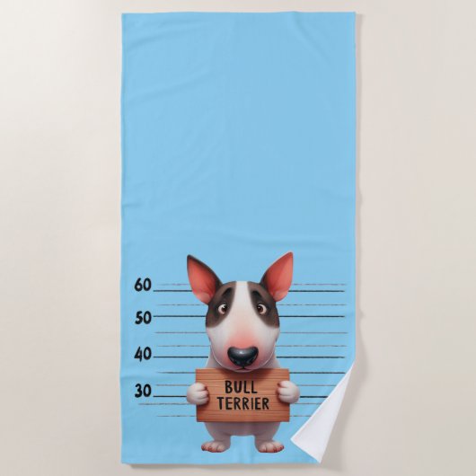 Naughty Bull Terrier ビーチタオル (正面)