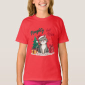 Naughty But Nice Cat Christmas T-shirt Tシャツ (正面)
