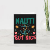 Naughty But Nice Funny Nautical Christmas Pun Joke カード (正面)