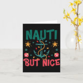 Naughty But Nice Funny Nautical Christmas Pun Joke カード (黄色い花)