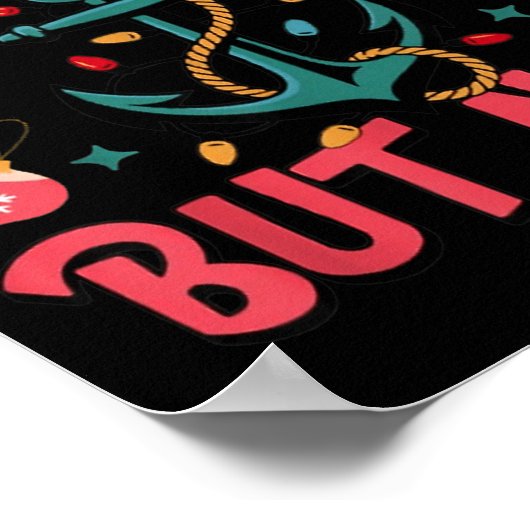 Naughty But Nice Funny Nautical Christmas Pun Joke ポスター (角)