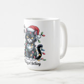 Naughty Cat Christmas Mug – Funny Santa Hat  コーヒーマグカップ (正面右)