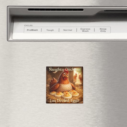 Naughty Chickens Lay Deviled Eggs Fridge Magnet マグネット (インサイチュ (食洗機))