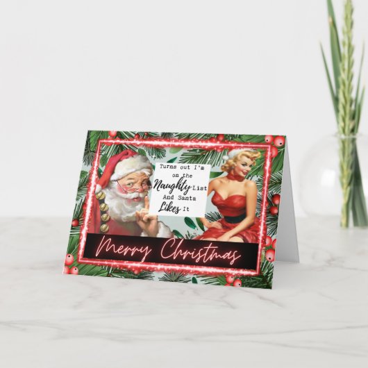 Naughty Christmas Card - Funny - Retro Husband カード (正面)
