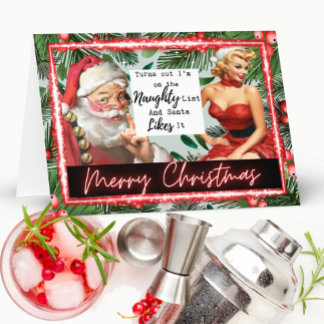 Naughty Christmas Card - Funny - Retro Husband カード