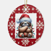 Naughty Christmas Lights Sloth セラミックオーナメント (左)