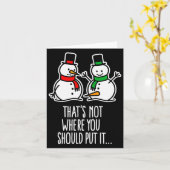 Naughty Christmas Saying Dirty Snowman Cartoon Ugl カード (黄色い花)