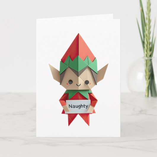 Naughty ELF funny origami christmas naughty list カード (正面)