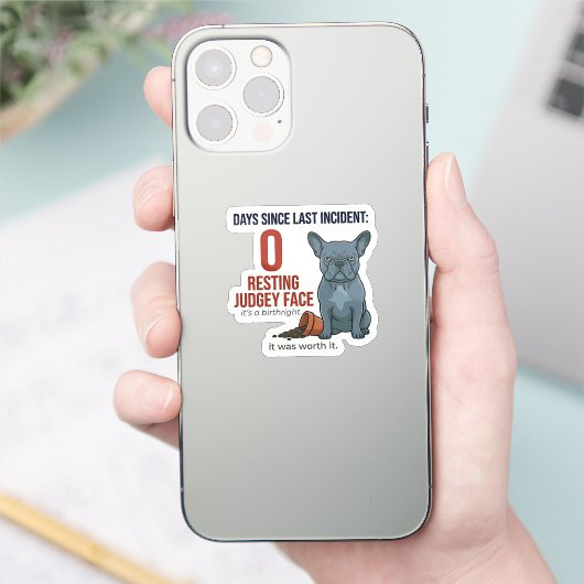 Naughty Frenchie 0 Days Since Incident Sticker シール (スマートフォン)