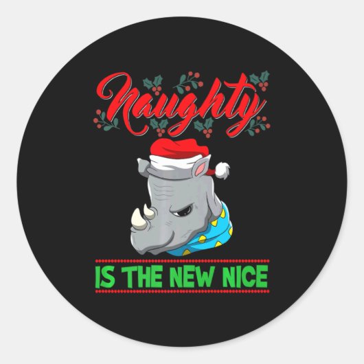 Naughty Is The New Nice Christmas Santa Xmas Premi ラウンドシール (正面)