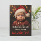 Naughty List Boy Christmas Photo シーズンカード (スタンド正面)