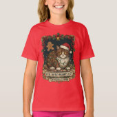 "Naughty List" Cat Christmas Humor. Tシャツ (正面)