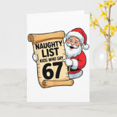 Naughty List Kids Who Say 67 Funny Meme Christmas  カード (黄色い花)
