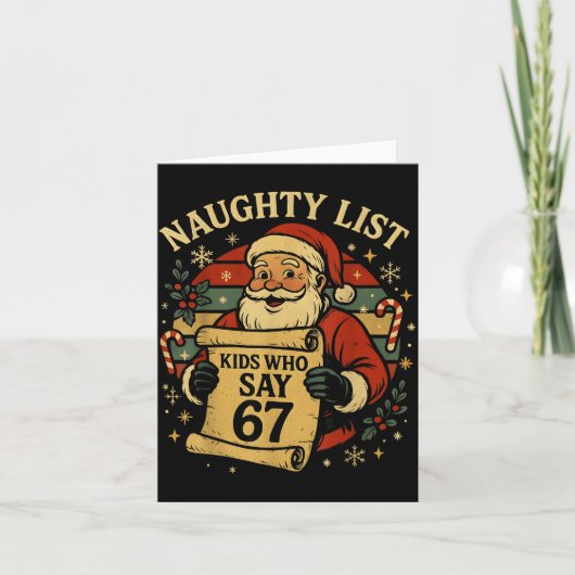 Naughty List Kids Who Say 67 Funny Teacher Christm カード (正面)