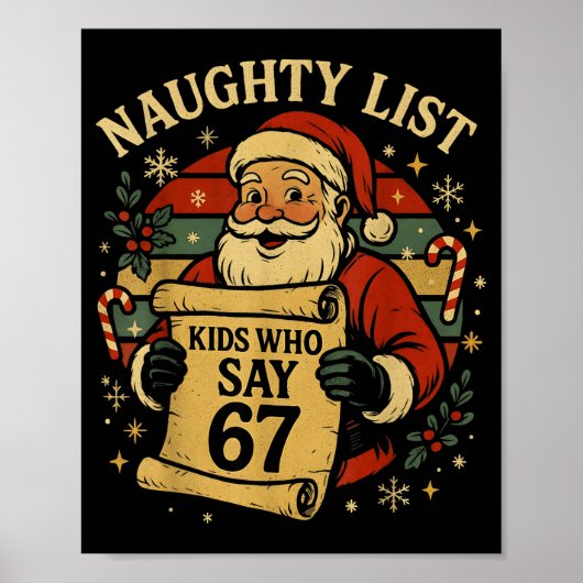 Naughty List Kids Who Say 67 Funny Teacher Christm ポスター (正面)